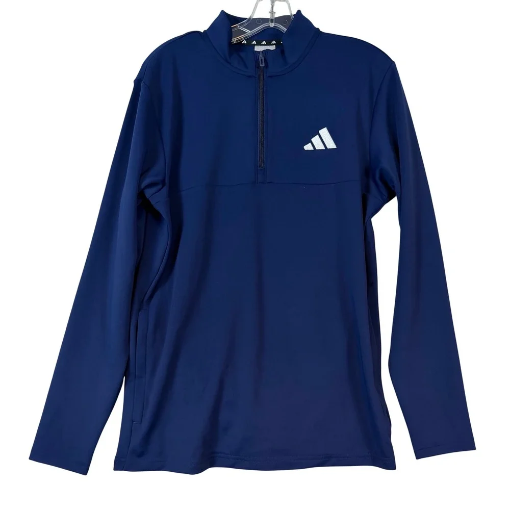NWT Adidas Mens 1/4 Zip Layer Pullover Dark Blue •S• Gorpcore Athleisure Golfing